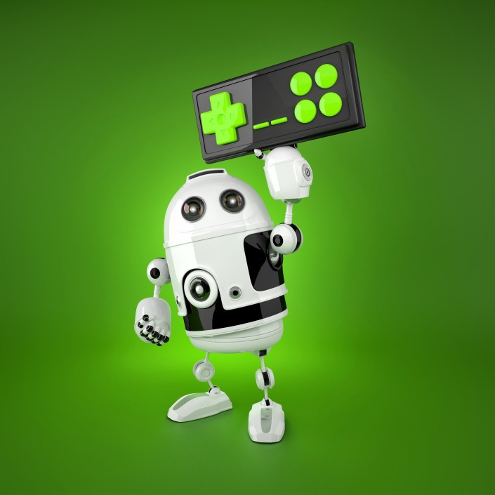 Android Robot with a wireless gamepad